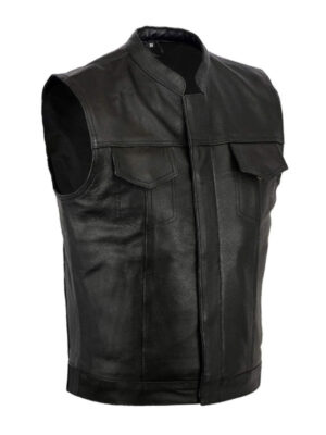 Black Revolver Bikers Gear Motorcyle Leather Vest