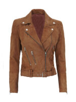 Women’s Asymmetrical Suede Biker Jacket