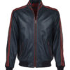 Men Fashion Leather Jacket With Red Piping