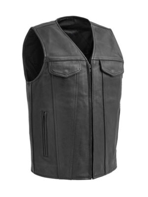 Men's Badlands Zip up Leather Vest
