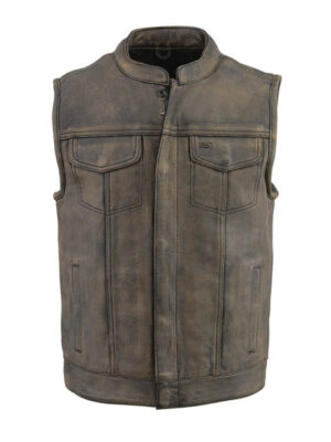 Men's Beige Naked Club Style Leather Vest