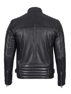 Men's Black Cafe Racer Style Leather Jacket