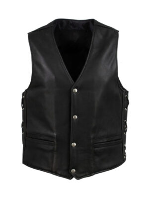 Men's Gaucho Black Leather Vest