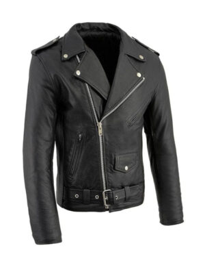 Men's Black Marlon Brando Leather Jacket