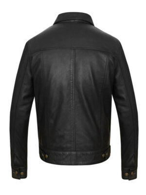 Men's Black Motorcycle Trucker Leather Jacket