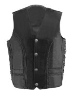 Men's Black Naked Side Lace Leather Vest