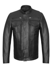 Men's Black Zip Out Lining Leather Jacket