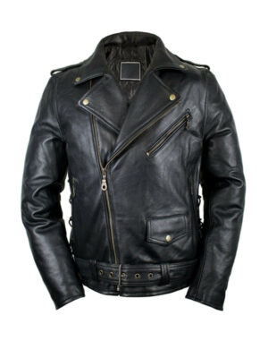 Men's Brando Motorbike Black Leather Jacket