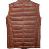 Men's Tan Brown Puffer Leather Vest