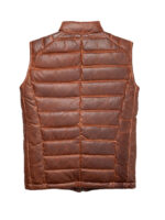 Men's Tan Brown Puffer Leather Vest