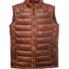 Men's Tan Brown Puffer Leather Vest