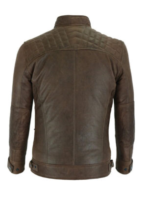 Men's Cafe Racer Waxed Chocolate Brown Jacket