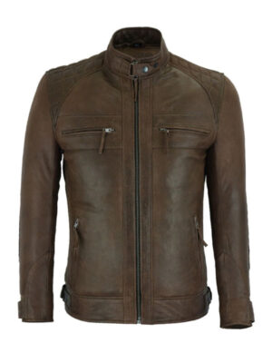 Men's Cafe Racer Waxed Chocolate Brown Jacket