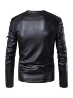 Men's Wrinkle Shoulder Double Zipper Leather Jacket