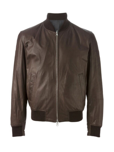 Men's Dark Brown Bomber Leather Jacket