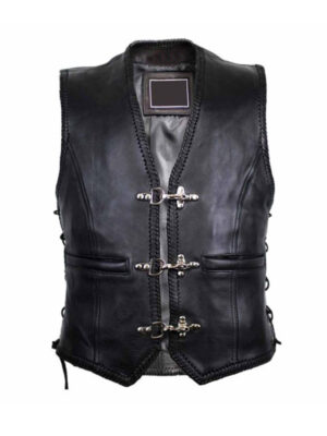 Men's Hook Buckle Braided Leather Vest