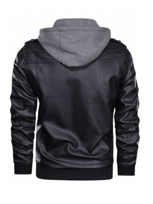 Men's Flavor Hooded Black Leather Jacket