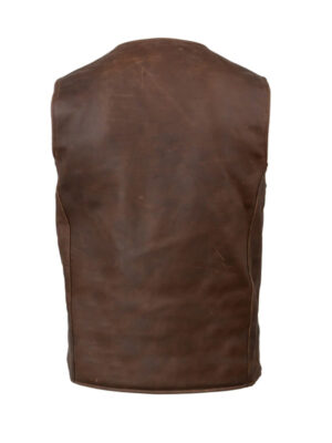 Men's V-Neck Crazy Horse Brown Vest