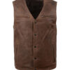 Men's V-Neck Crazy Horse Brown Vest