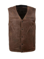 Men's V-Neck Crazy Horse Brown Vest