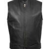 Men's Center Zipper Plain Leather Vest