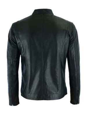 Men’s Hooper Style Black Zipped Leather Jacket