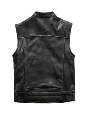 Men's Perforated Zipper Thick Leather Vest