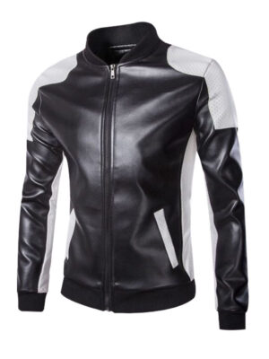 Men's Patchwork Pu Leather Jacket