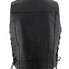 Men's Premium Black with Side Lace Buster Design Motorcycle Leather Vest