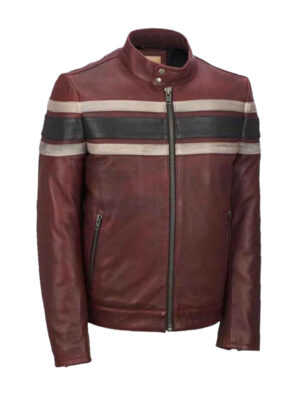 Men's Red Waxed Vintage Leather Jacket