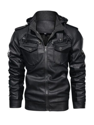Men's Rough Rider Black PU Leather Jacket