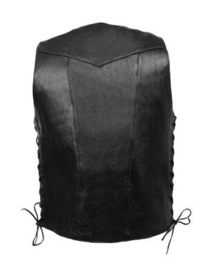 Men’s Black Side Laced Classic Leather Vest