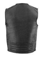 Men's Side Stretch Flex Black Leather Vest