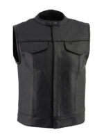 Men's Snap Collar MC Leather Vest