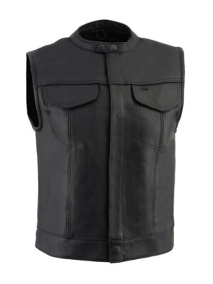 Men's Snap Collar MC Leather Vest