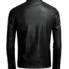 Men's Stand Collar Black Leather Jacket