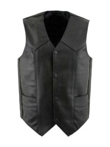 Men's Traditional Western Cut Snap Front Motorcycle Leather Vest