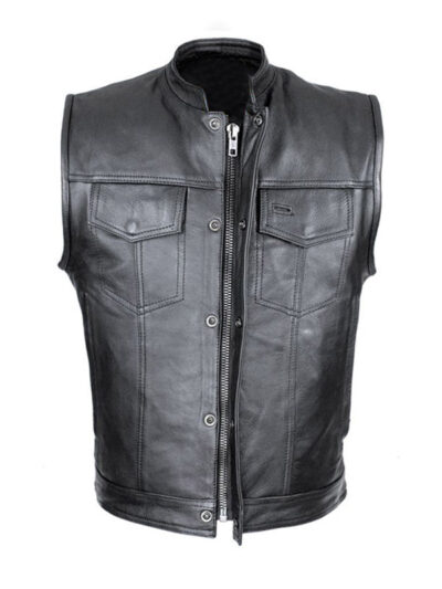 Men's Zippered Rebel Patch Motorcycle Vest