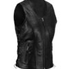 Women's Zipper Biker Style Leather Vest