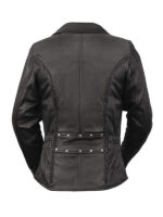 Women's Braided Leather Black Motorcycle Jacket