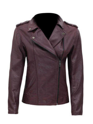 Women’s Purple Moto Leather Jacket