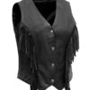 Women's Black Fringe Leather Vest