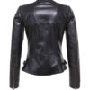 Women's Collarless Biker Leather Jacket