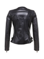 Women's Collarless Biker Leather Jacket