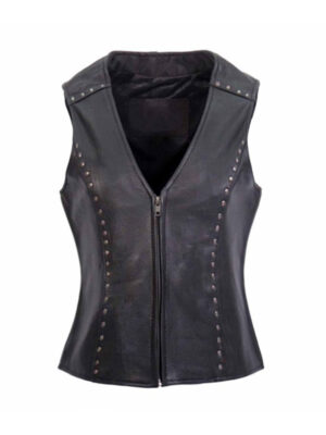 Women's Stud Details Biker Vest