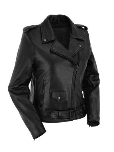 Women's Black Biker Motorcycle Jacket