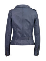 Women's Asymmetrical Blue Leather Jacket