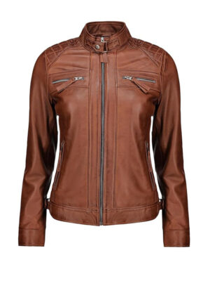 Women's Diamond Quilted Leather Jacket