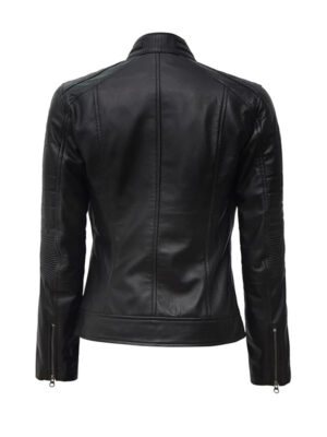 Women's Cafe Racer Black Leather Jacket