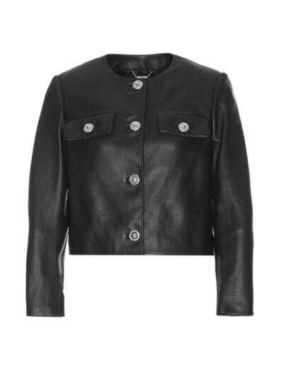 Women's Short Body Medusa Leather Jacket